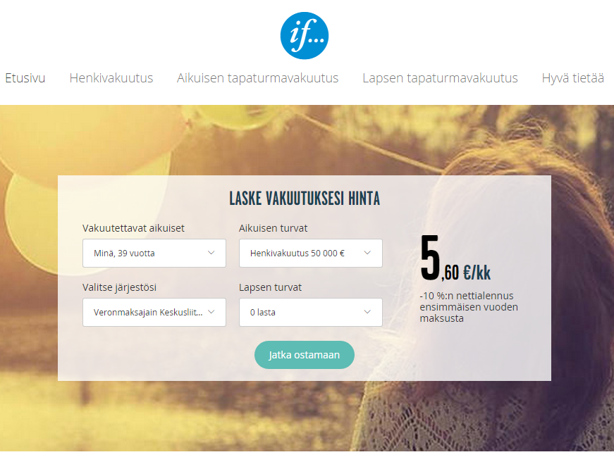 henkivakuutuskuntoon.fi insurances eCommerce fornt page